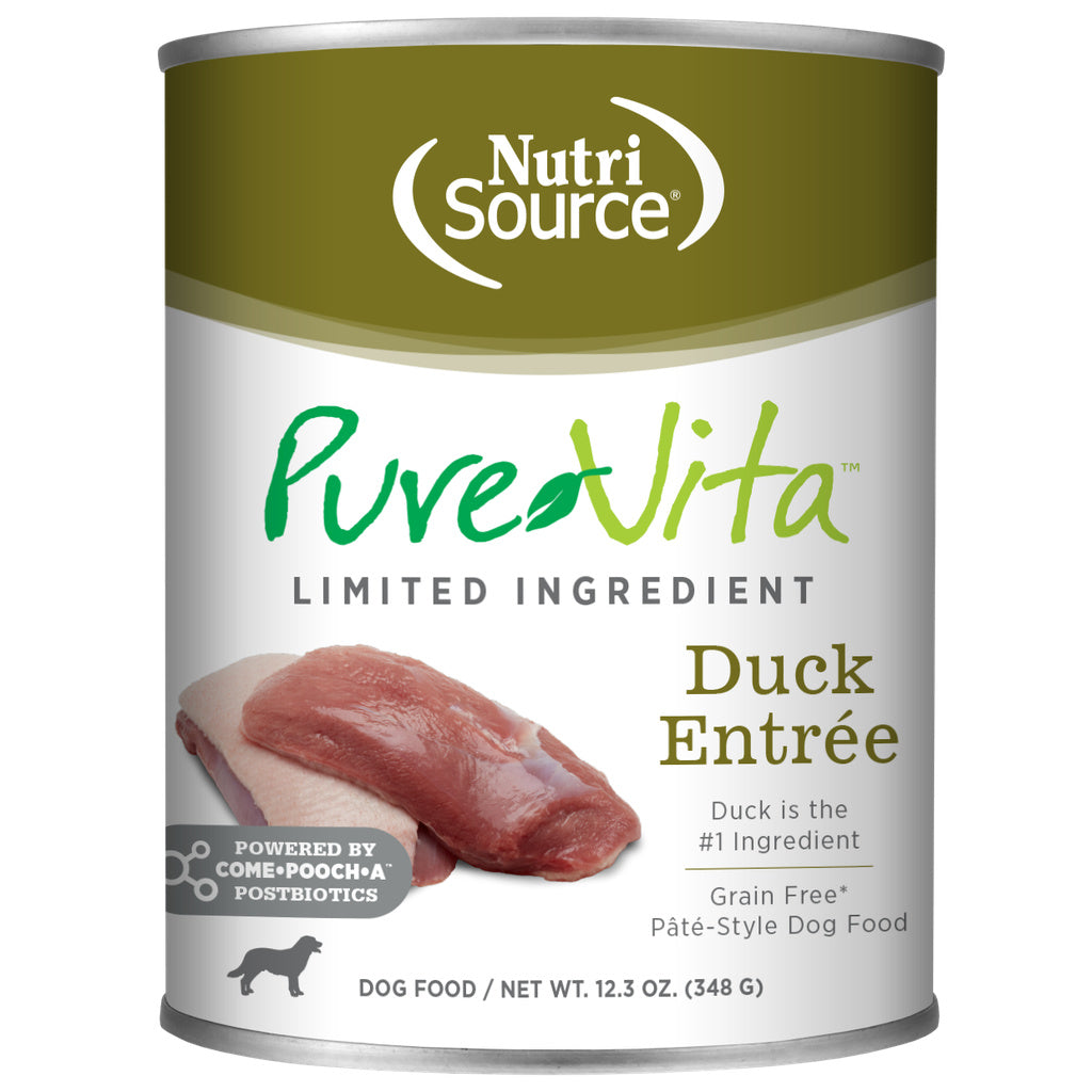 PureVita Grain-Free Duck Entree Wet Dog Food, 12.3 oz Can