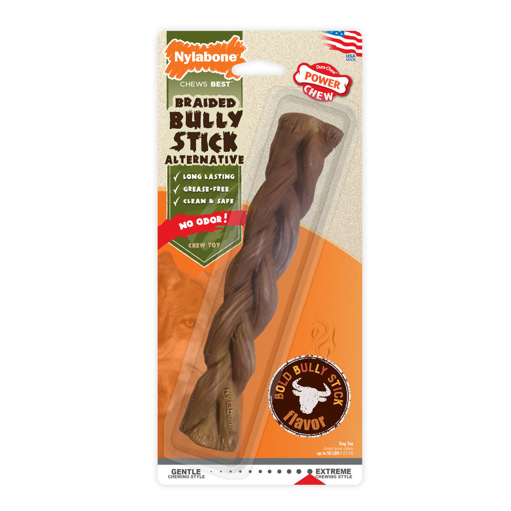 Nylabone Power Chew Alternative Braided Bully Stick - Large/Giant Dog Toy - Beef Flavor