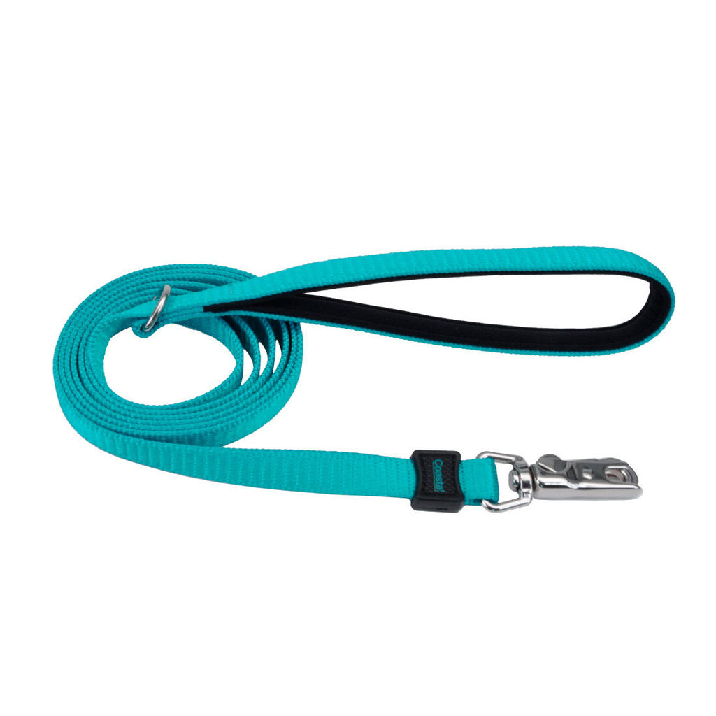 Coastal Inspire Dog Leash - Aqua, 6 ft, 1 inch Wide, Neoprene Padded