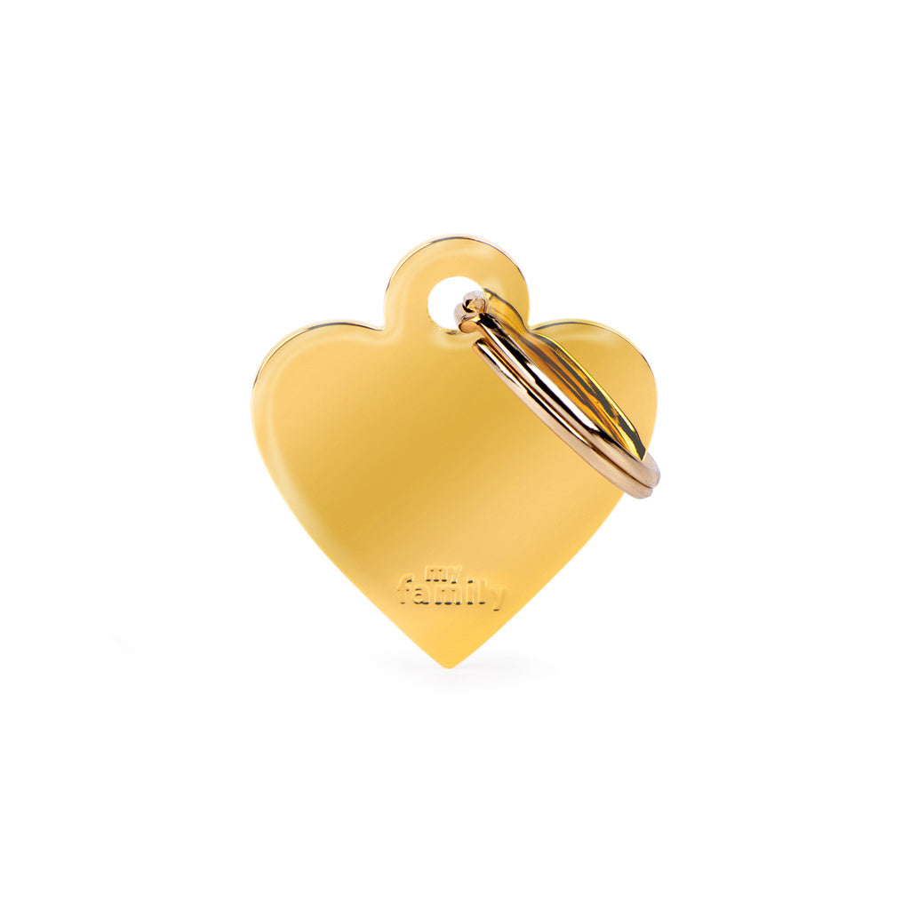 MyFamily Basic Small Heart Pet ID Tag - Gold-Plated Brass, Customizable