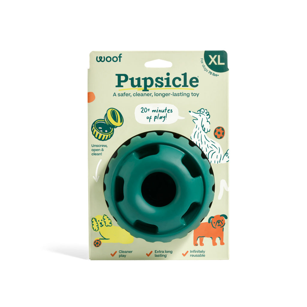 Woof Pupsicle XL Green - Long-Lasting Interactive Treat Dispensing Dog Toy (75 lbs+)