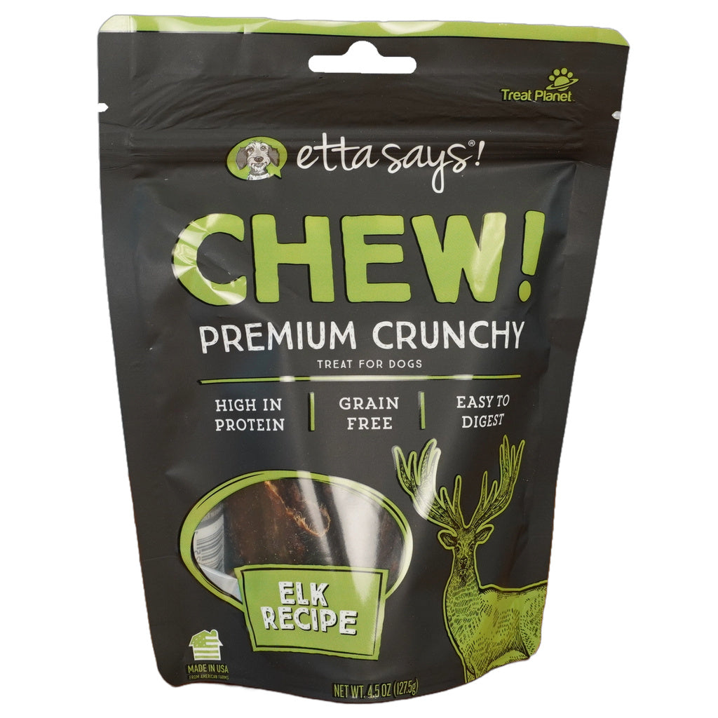 Etta Says Premium Crunchy Elk Dog Chews Treats 4.5 oz, Grain-Free, Easy to Digest