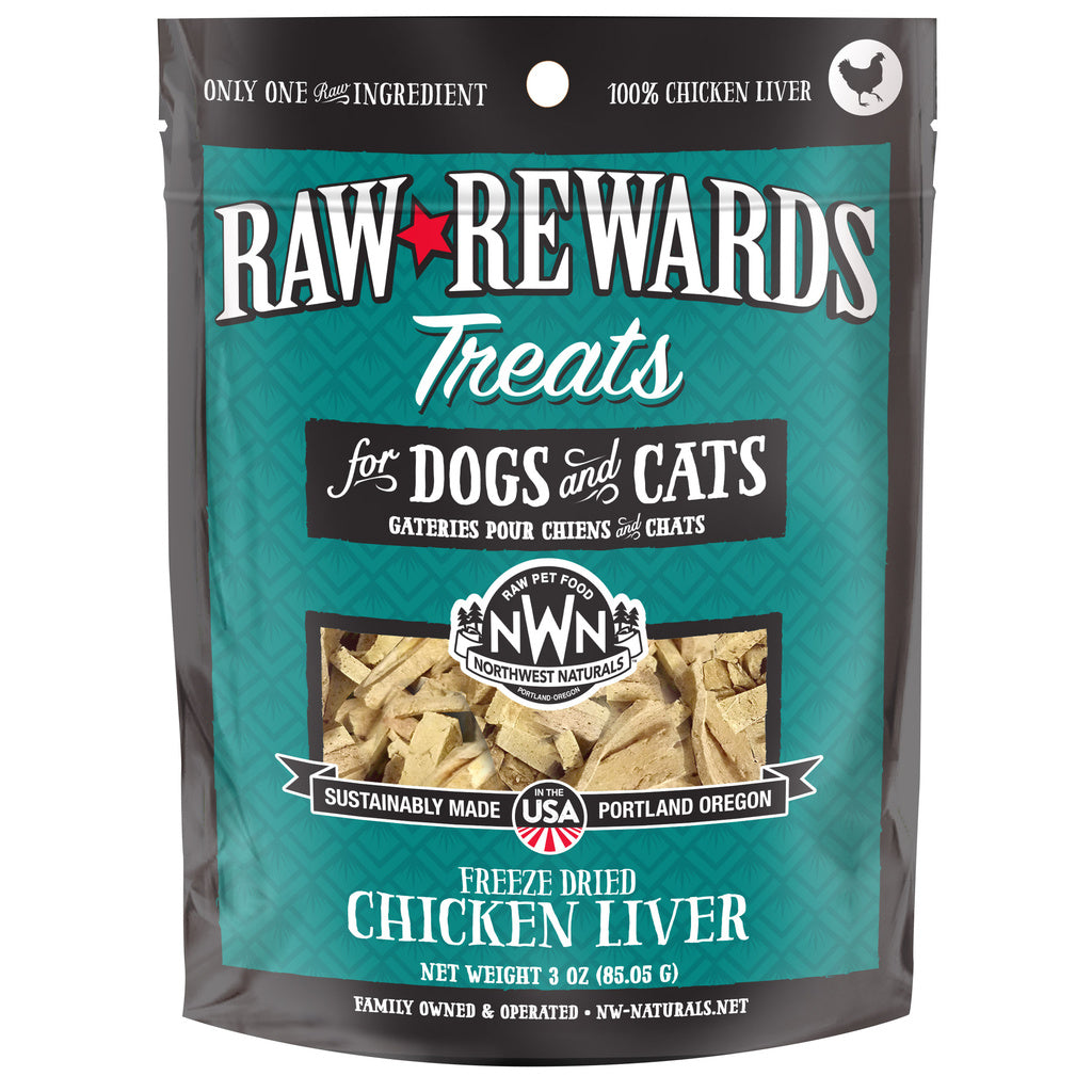 Northwest Naturals Freeze Dried Chicken Liver Dog & Cat Treats, 3 oz