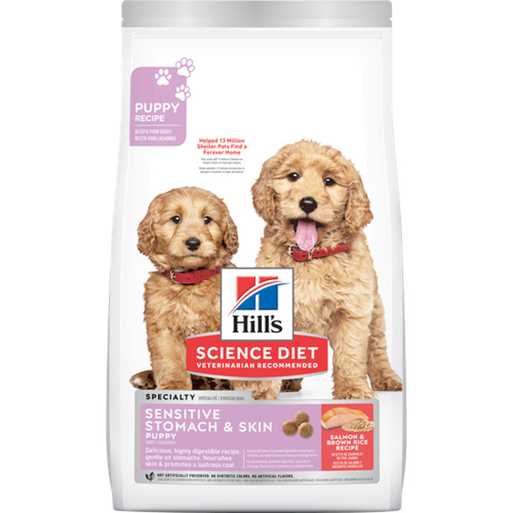 Hill's Science Diet Puppy Sensitive Stomach & Skin Salmon & Brown Rice Dry Dog Food - 13 lb Bag
