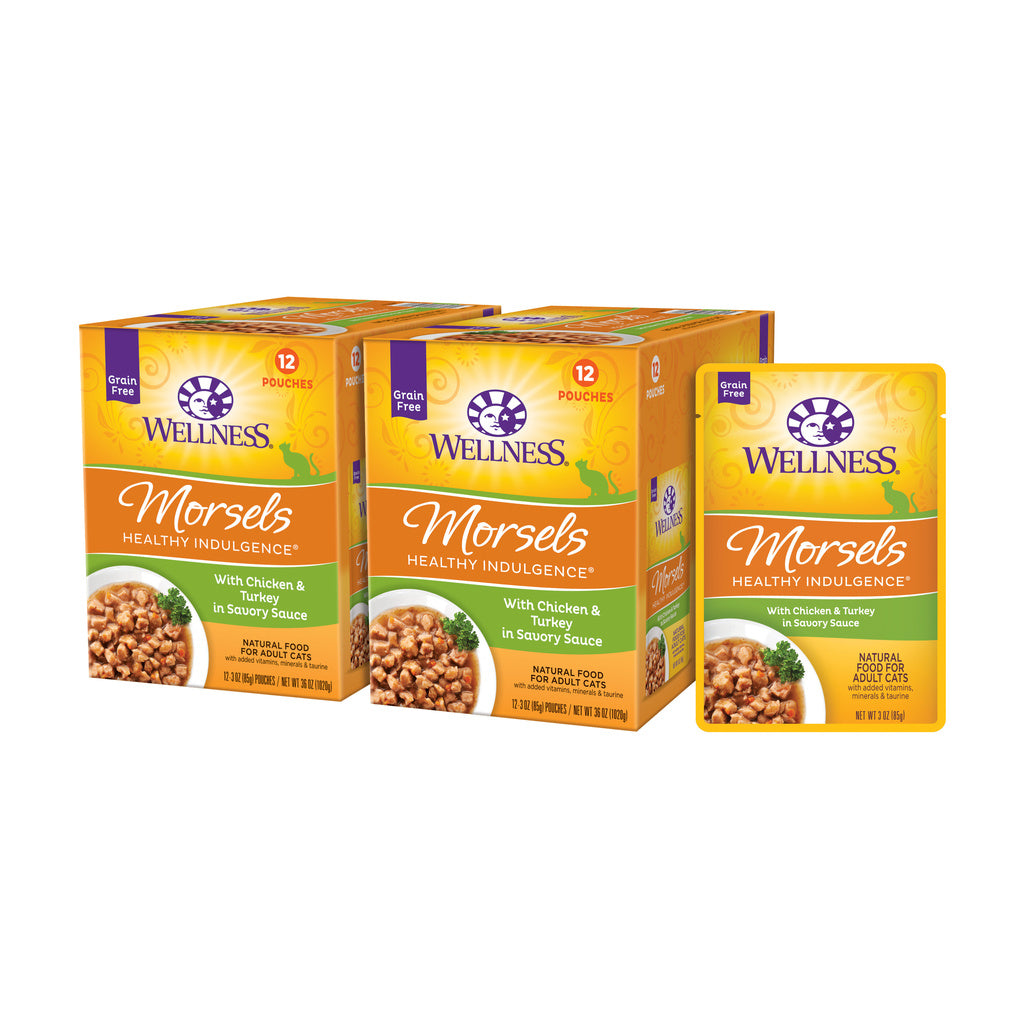 Wellness Healthy Indulgence Chicken & Turkey Morsels Cat Food, 3 oz Pouch