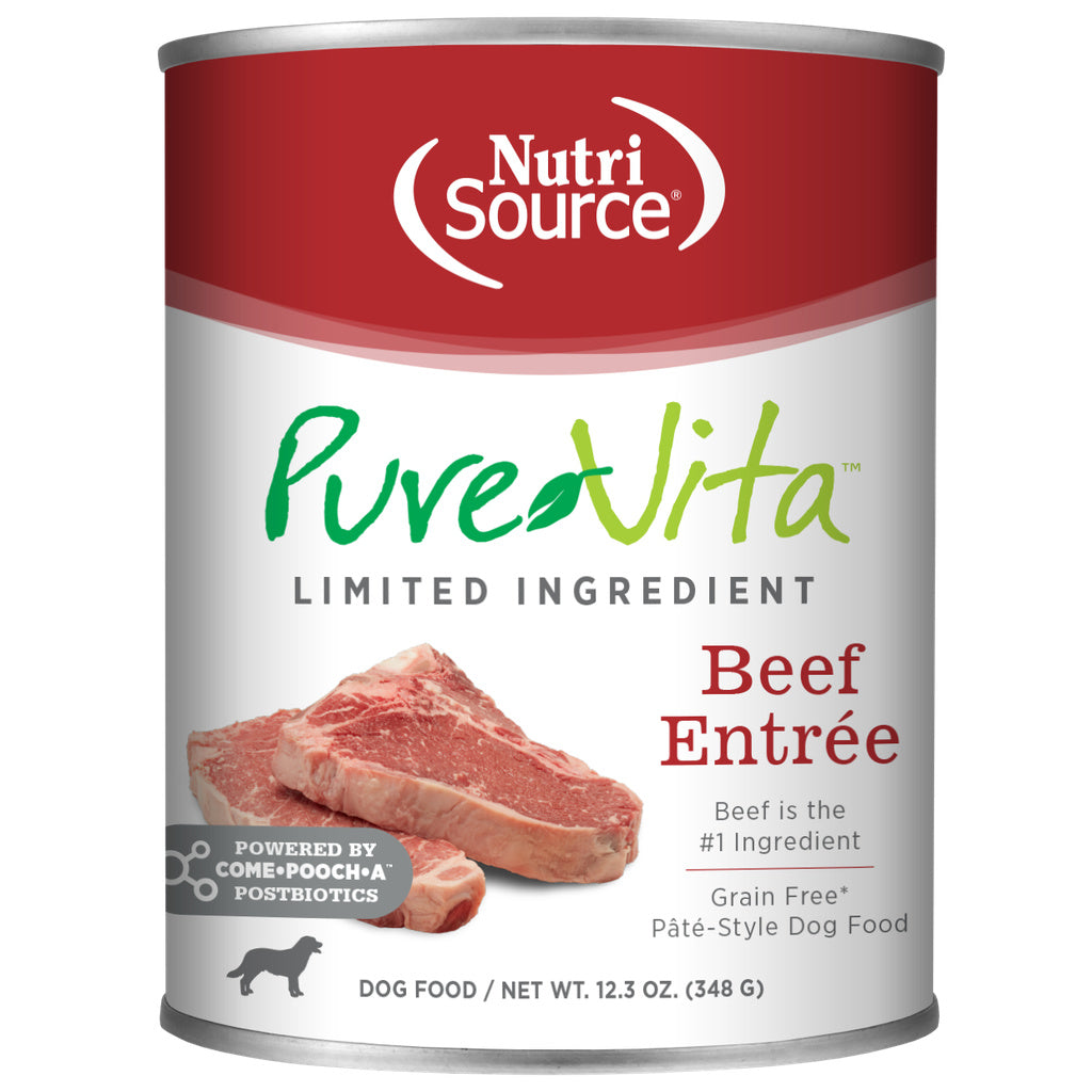 Pure Vita Dog Food - Grain Free Beef Entree - 12.3 oz Can