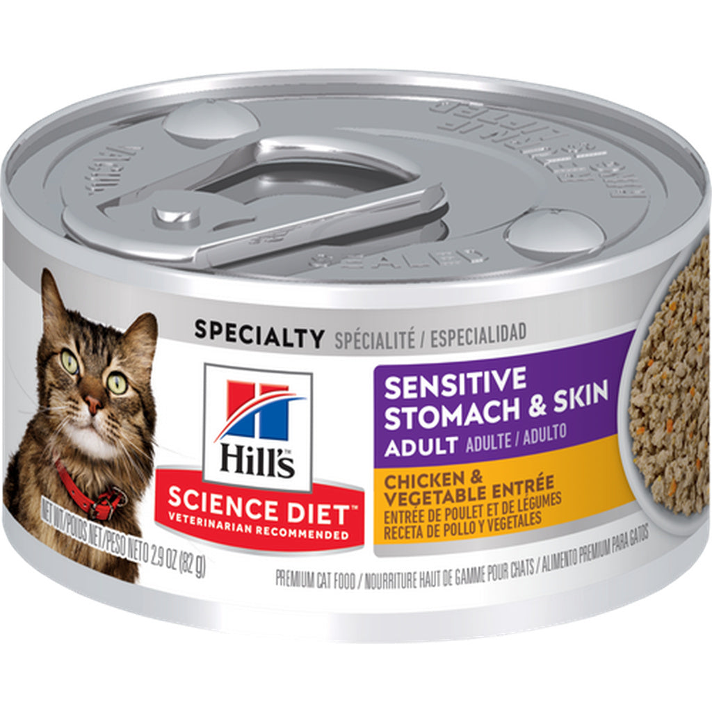 Hill's Science Diet Sensitive Stomach & Skin Chicken & Vegetable Entrée Wet Cat Food, 2.9 oz