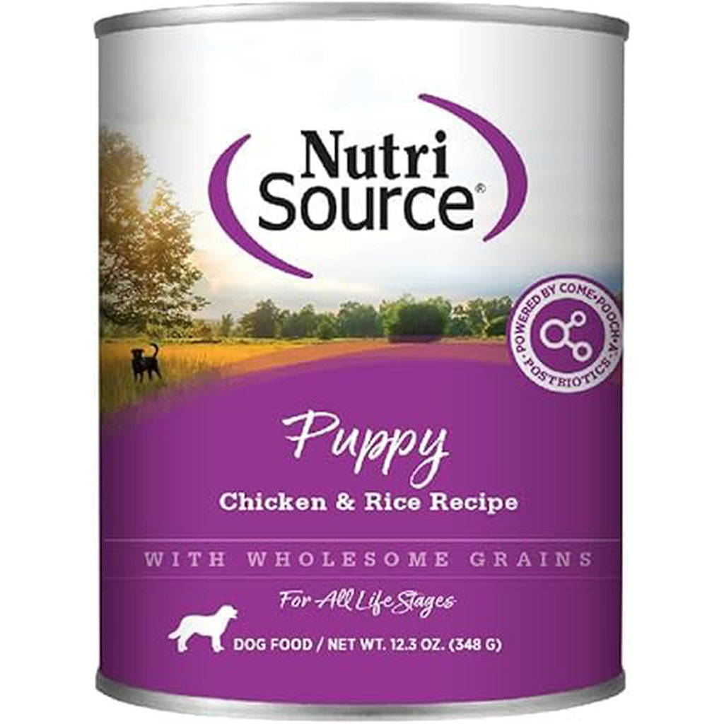 NutriSource Puppy Wet Dog Food, Chicken and Rice, 12.3 oz Can, Small & Medium Breed Formula