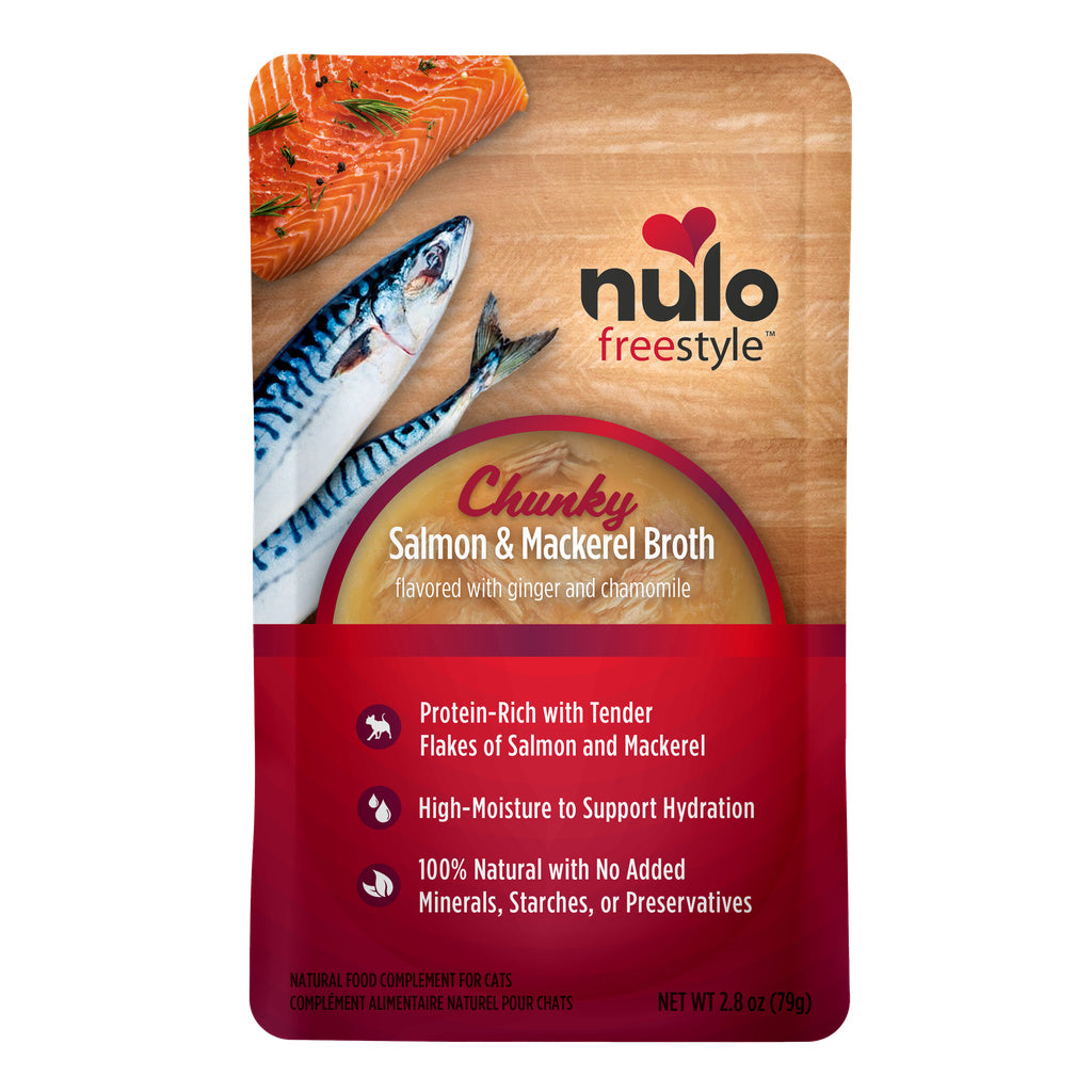 Nulo Freestyle Cat Food Pouch, Chunky Salmon & Mackerel Broth, Grain-Free, 2.8 oz