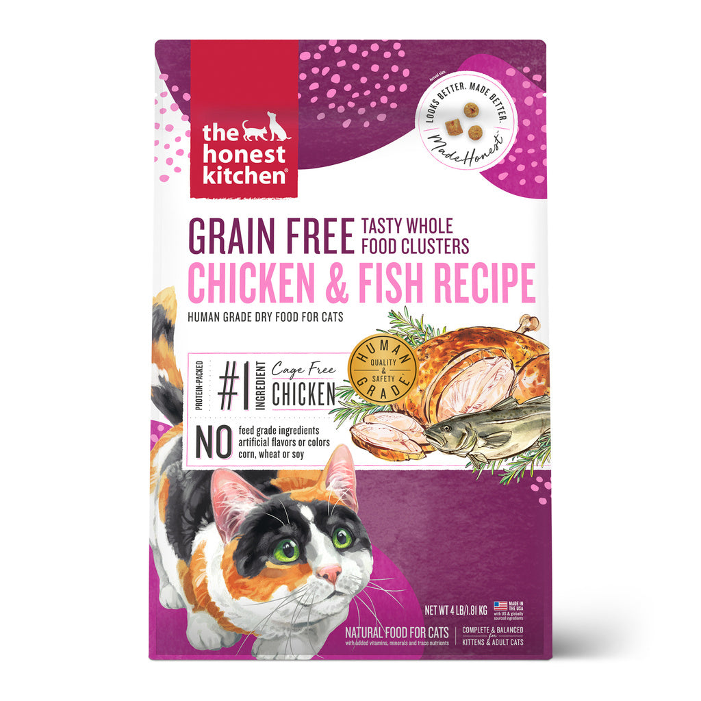 The Honest Kitchen Grain Free Whole Food Clusters Dry Cat Food, Chicken & Whitefish, 4 lb Bag