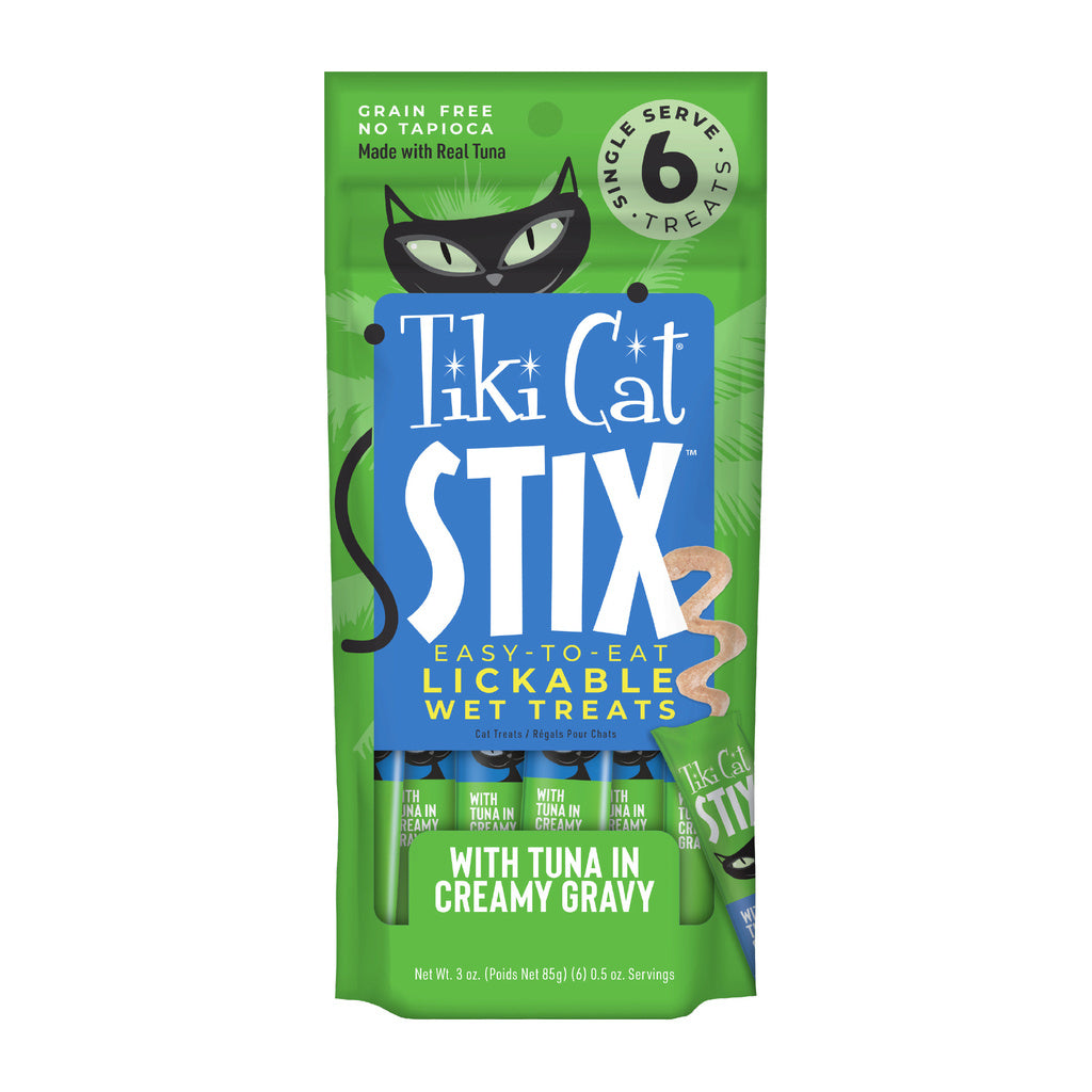 Tiki Cat Stix Tuna Mousse Cat Treats, 3 oz - Lickable Creamy Tuna Cat Treat Stix, Grain-Free