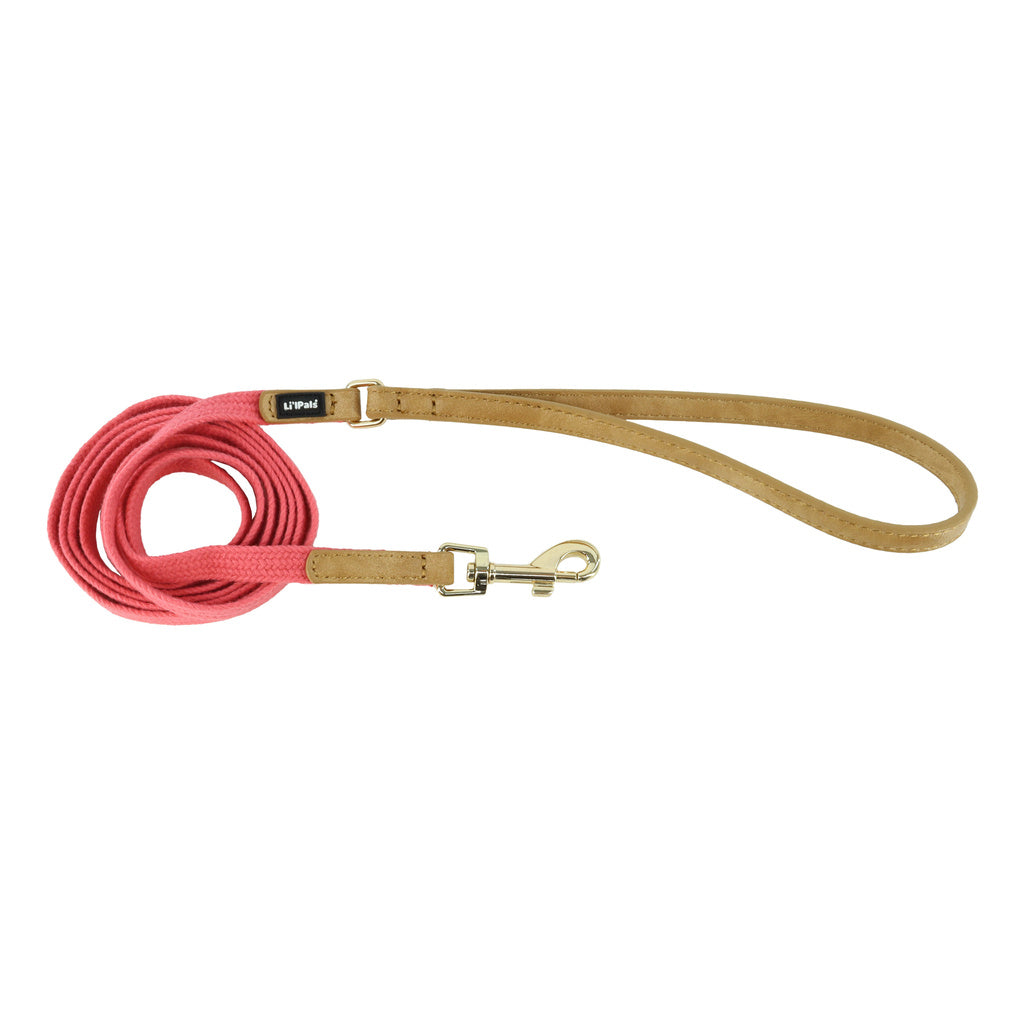 Li'l Pals Woven Dog Leash with Tassel, Pink, Petite, 3/8" x 6'