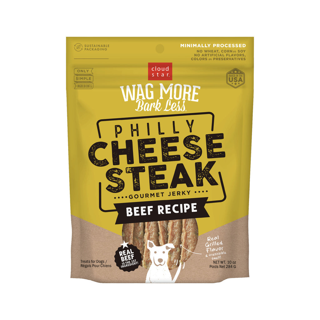 Cloud Star Wag More Bark Less Jerky: Philly Cheesesteak Beef Dog Treats - 10 oz