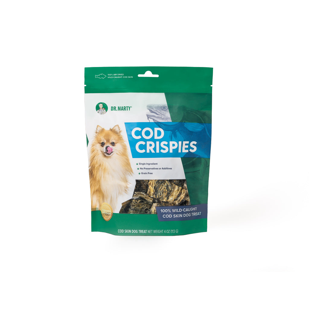 Dr. Marty Cod Crispies Freeze Dried Dog Treats, 4 oz - Single Ingredient Cod Skin Dog Treats