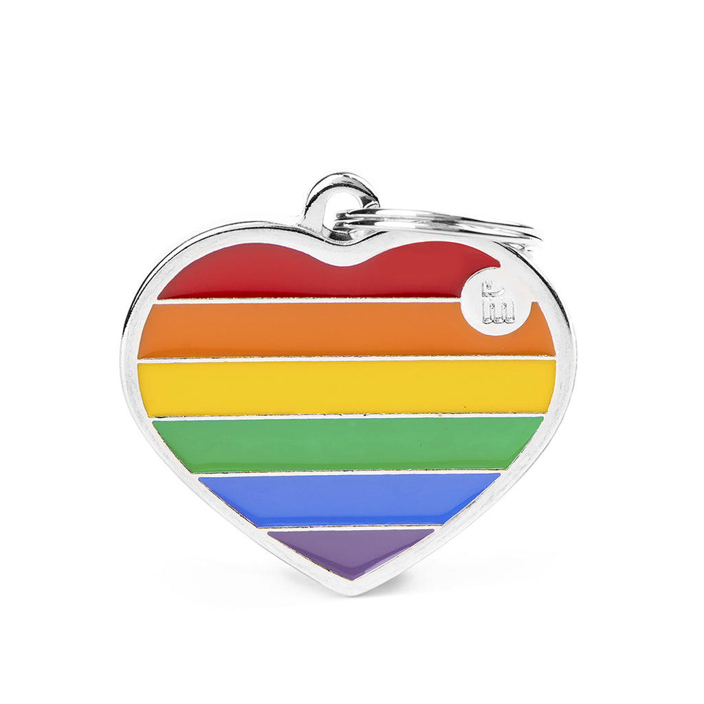 MyFamily Rainbow Big Heart Pet ID Tag - Large Dog Tag