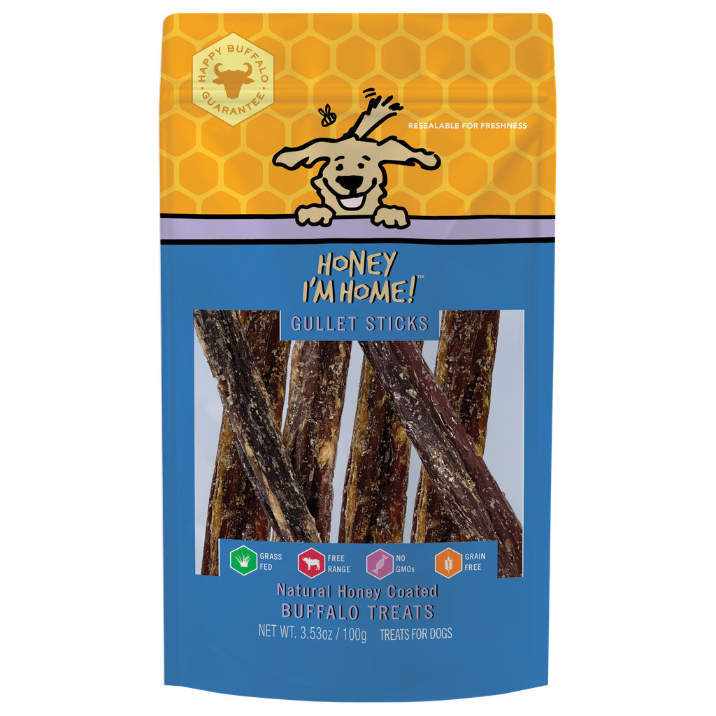Honey I'm Home Buffalo Gullet Sticks Dog Treats - Honey Coated, 3.53 oz