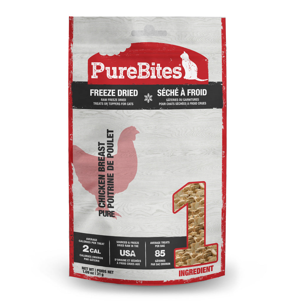 PureBites Freeze Dried Chicken Breast Cat Treats - 1.09 oz (31g) - 100% Natural Chicken