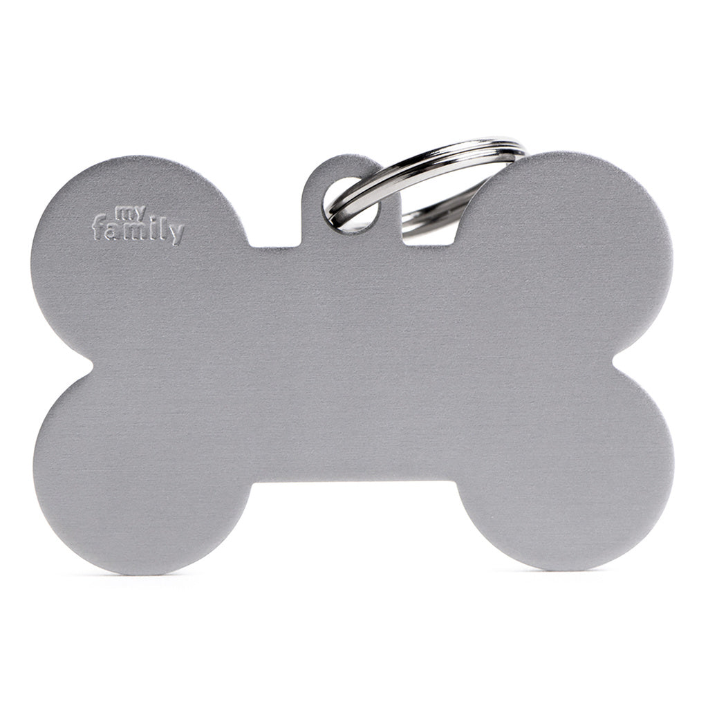 MyFamily Basic XL Bone Pet ID Tag - Gray Aluminum