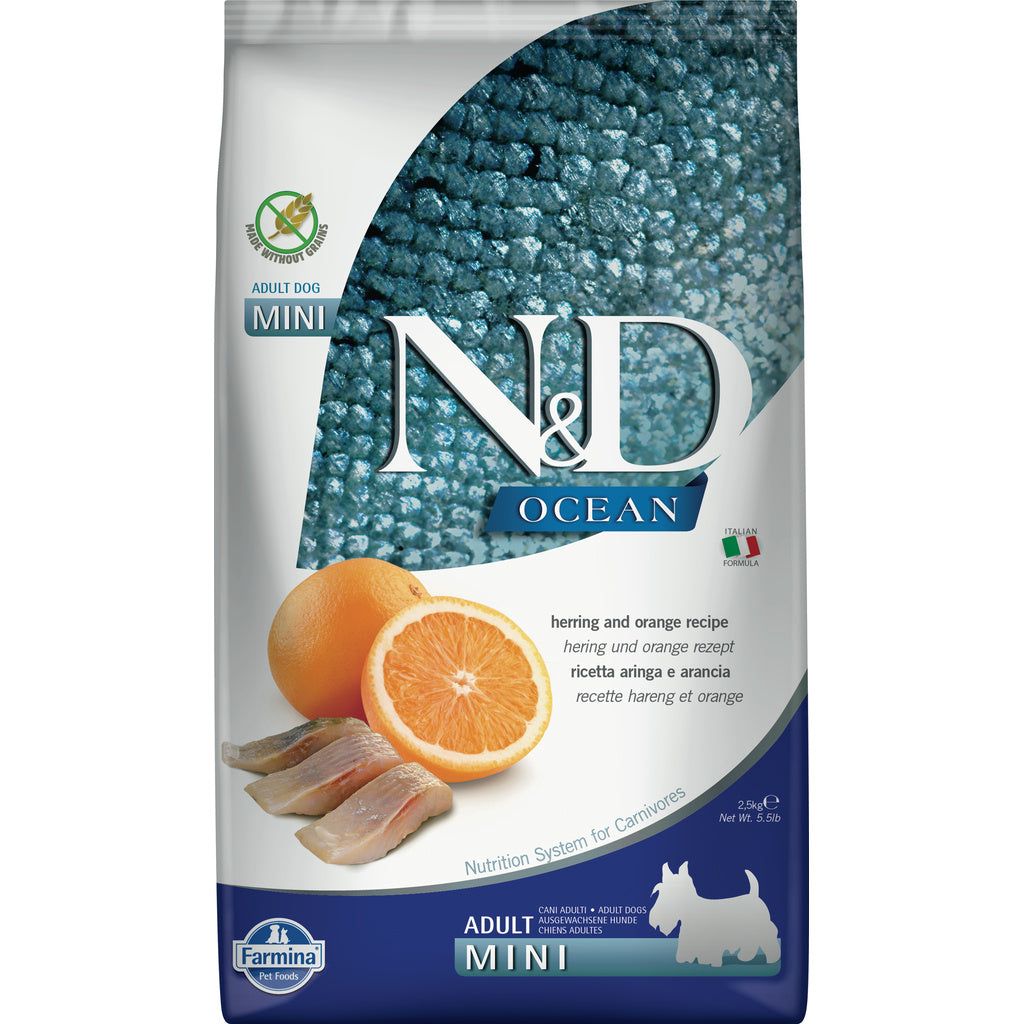 Farmina N&D Ocean Herring & Orange Mini Breed Adult Grain-Free Dry Dog Food, 5.5 lb