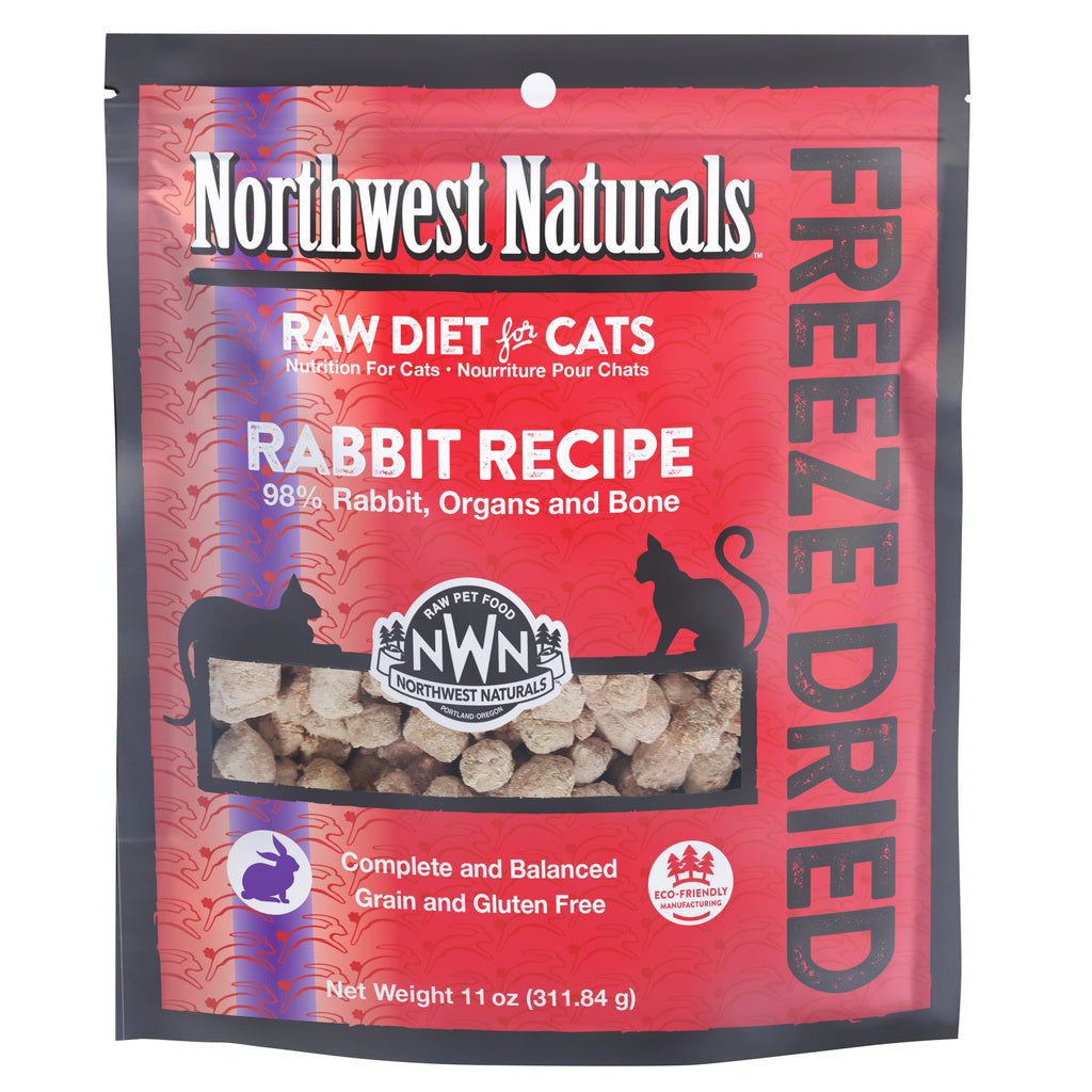 Northwest Naturals Freeze-Dried Rabbit Cat & Kitten Food, 11 oz - Raw, Grain-Free Cat Nibbles
