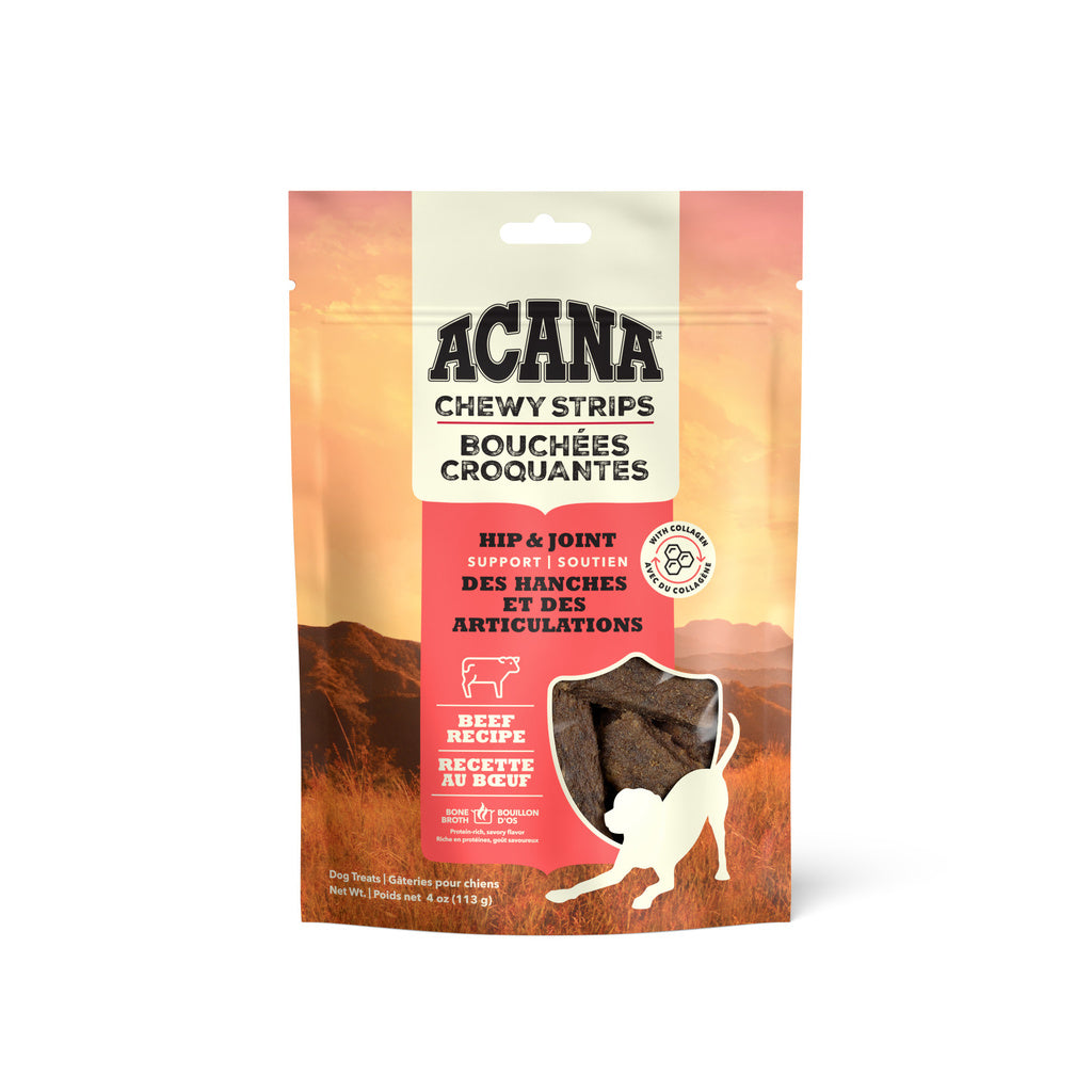 Acana Chewy Strips Dog Treats, Beef Recipe, Hip & Joint Support, 4 oz