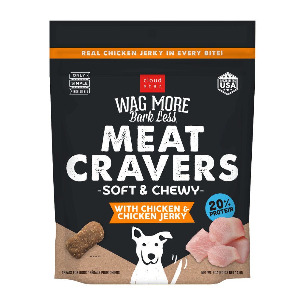 Cloud Star Wag More Bark Less Meat Cravers Soft Chews Dog Treats, Chicken, 5 oz Bag
