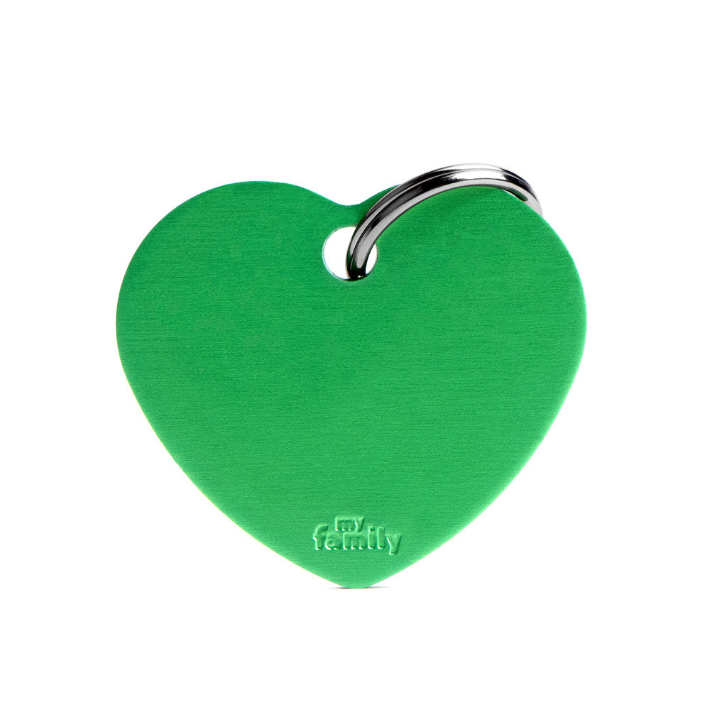 MyFamily Basic Large Heart Aluminum Pet ID Tag - Green