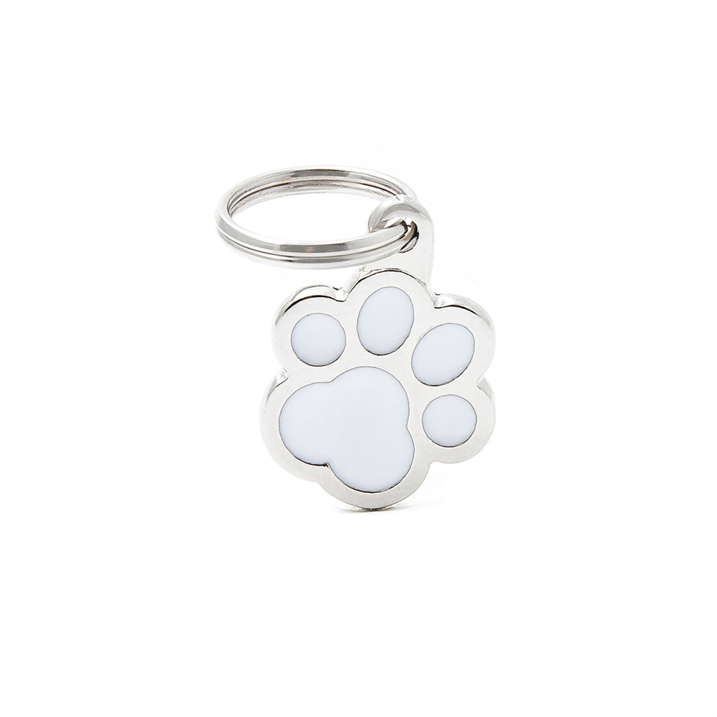 MyFamily Classic Small Paw Pet ID Tag - White