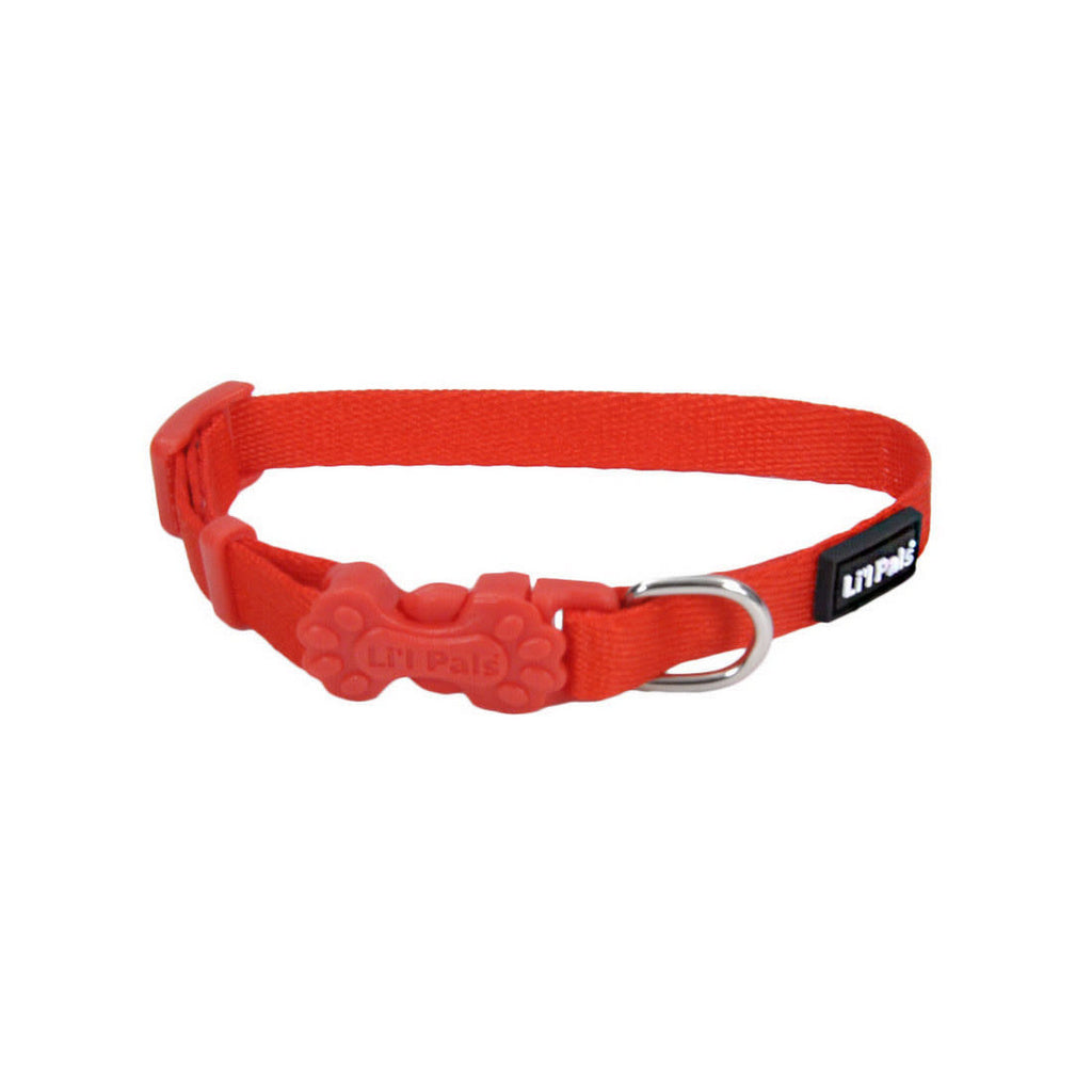 Coastal Li'l Pals Adjustable Nylon Dog Collar - Red - 5/16" x 6-8" - Puppy/Toy Breeds