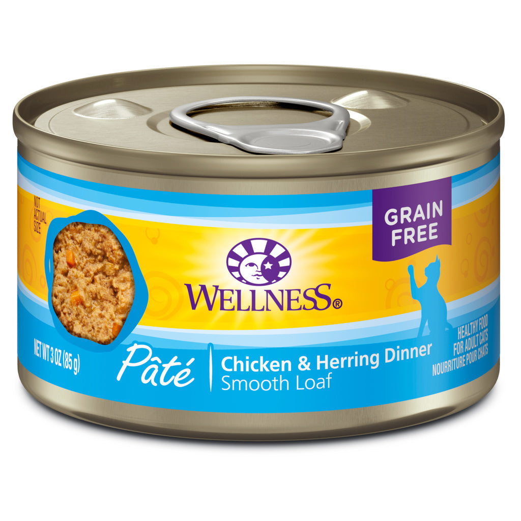 Wellness Complete Health Chicken & Herring Pâté Grain-Free Wet Cat Food, 3 oz Can