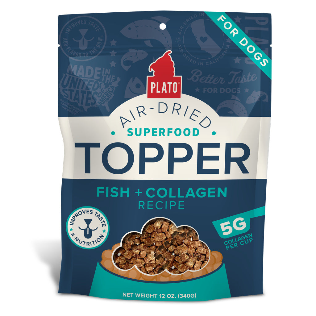 Plato Pet Treats Superfood Topper - Fish & Collagen Recipe - 12oz Dog Food Topper
