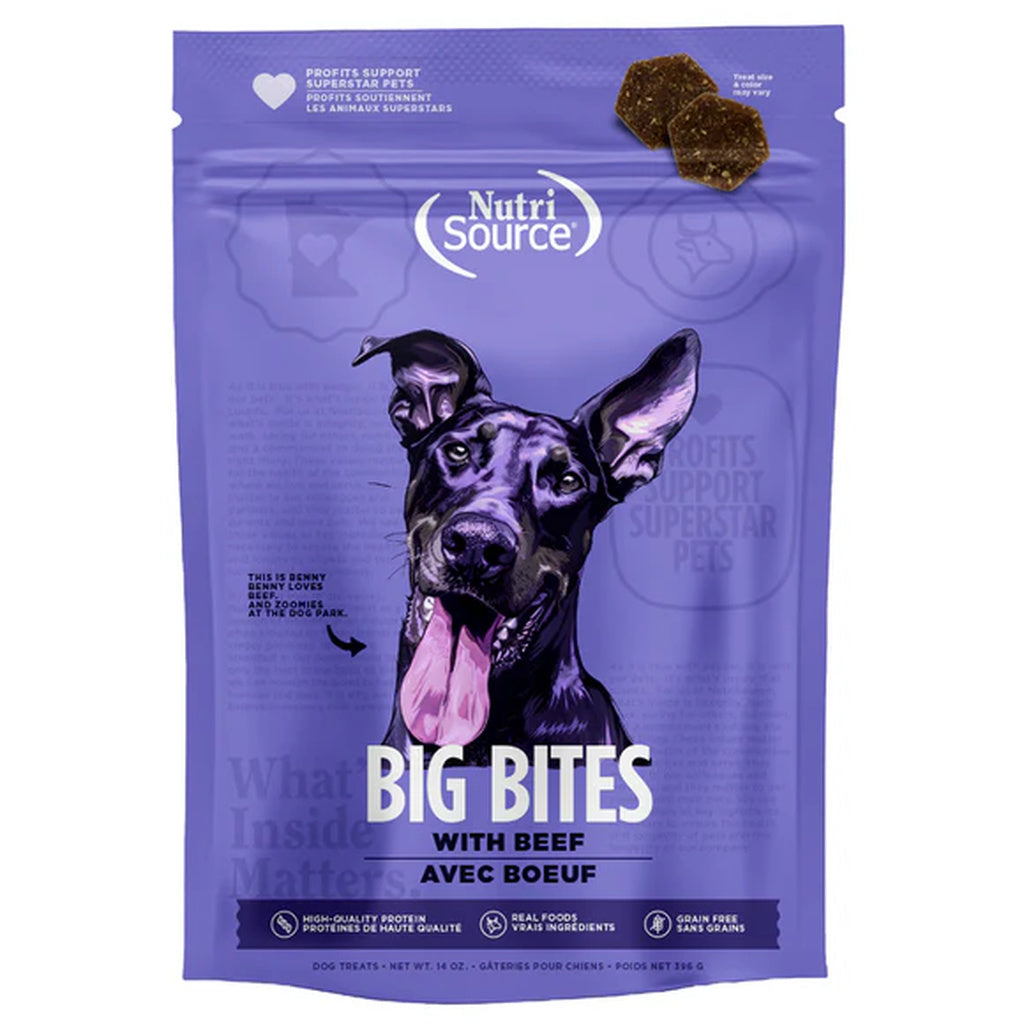 NutriSource Grain Free Big Bites Beef Dog Treats - 14oz