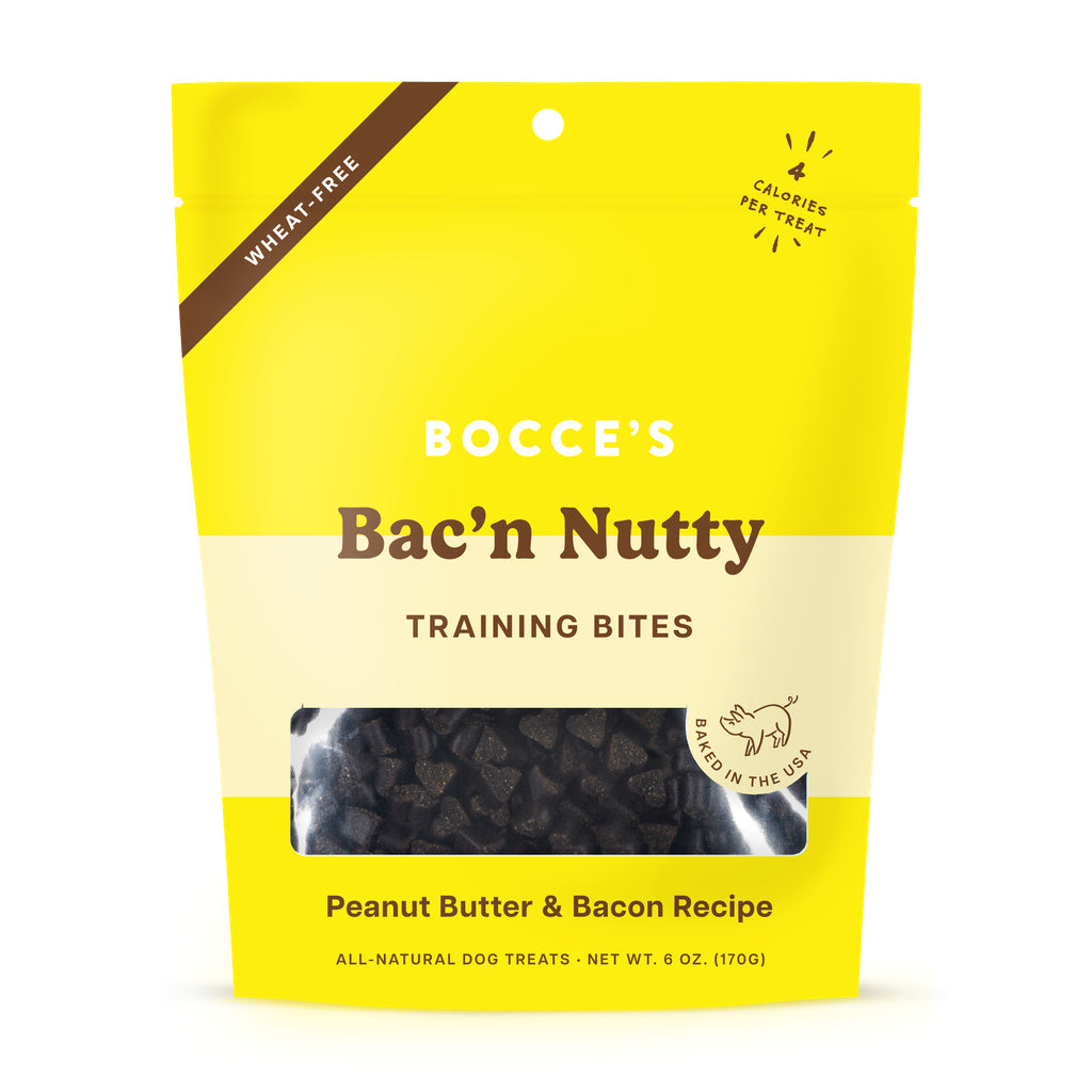 Bocce's Bakery Bac'N Nutty Training Bites - Peanut Butter & Bacon Recipe - 6 oz Dog Treats