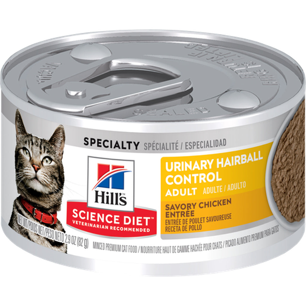 Hill's Science Diet Adult Urinary Hairball Control Savory Chicken Entrée Wet Cat Food, 5.5 oz Can