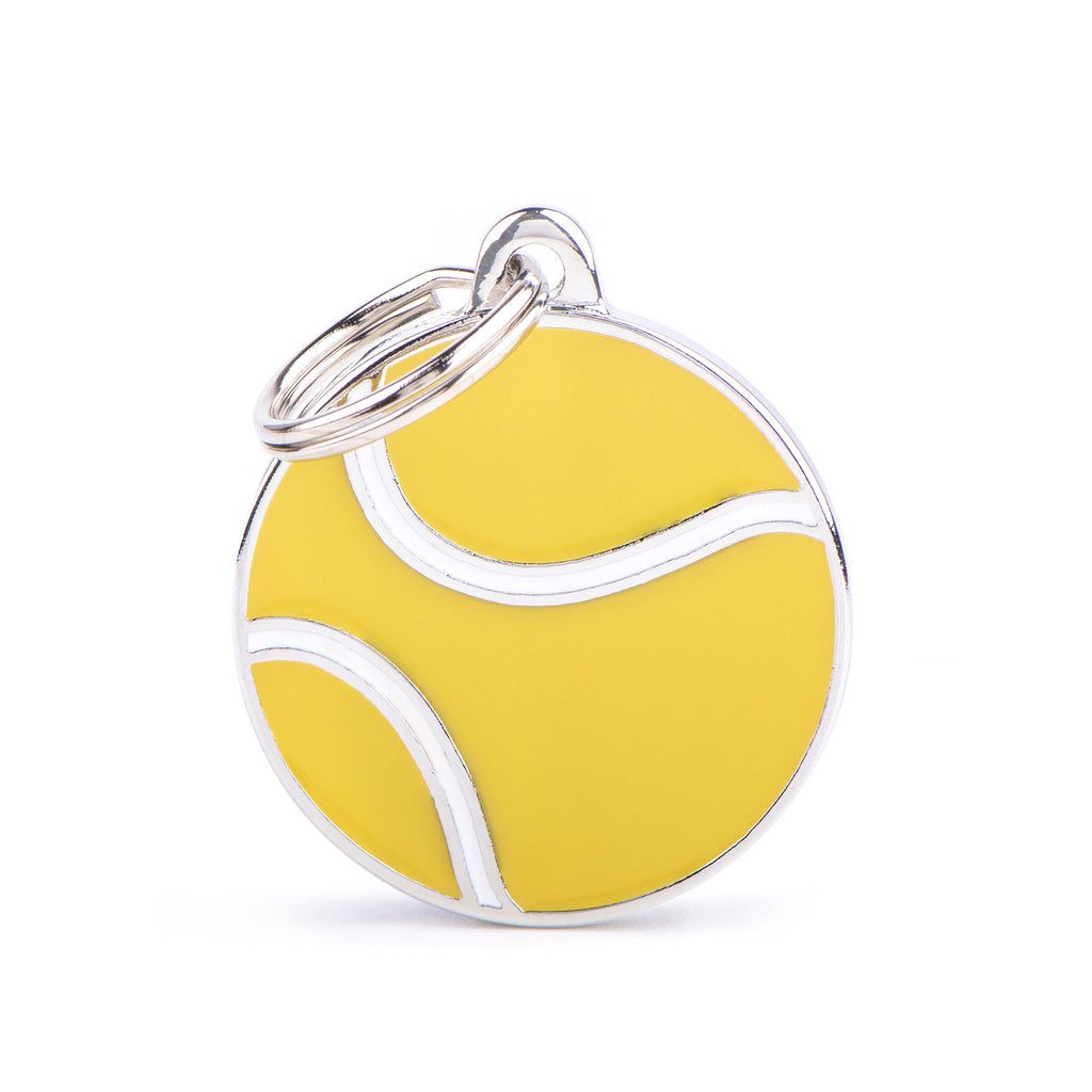 MyFamily Charms Big Tennis Ball Pet ID Tag - Engravable Dog Collar Charm