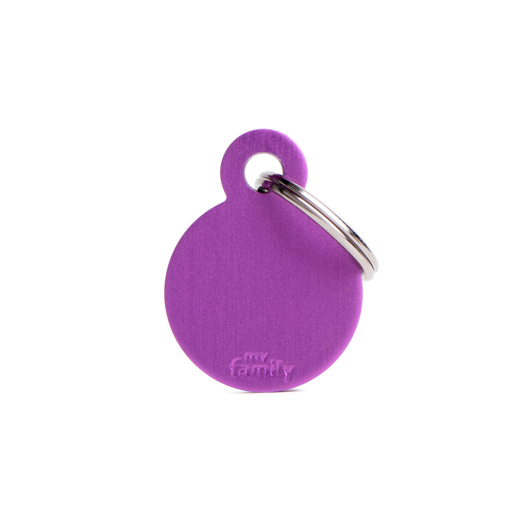 MyFamily Basic Small Aluminum Purple Circle Pet ID Tag