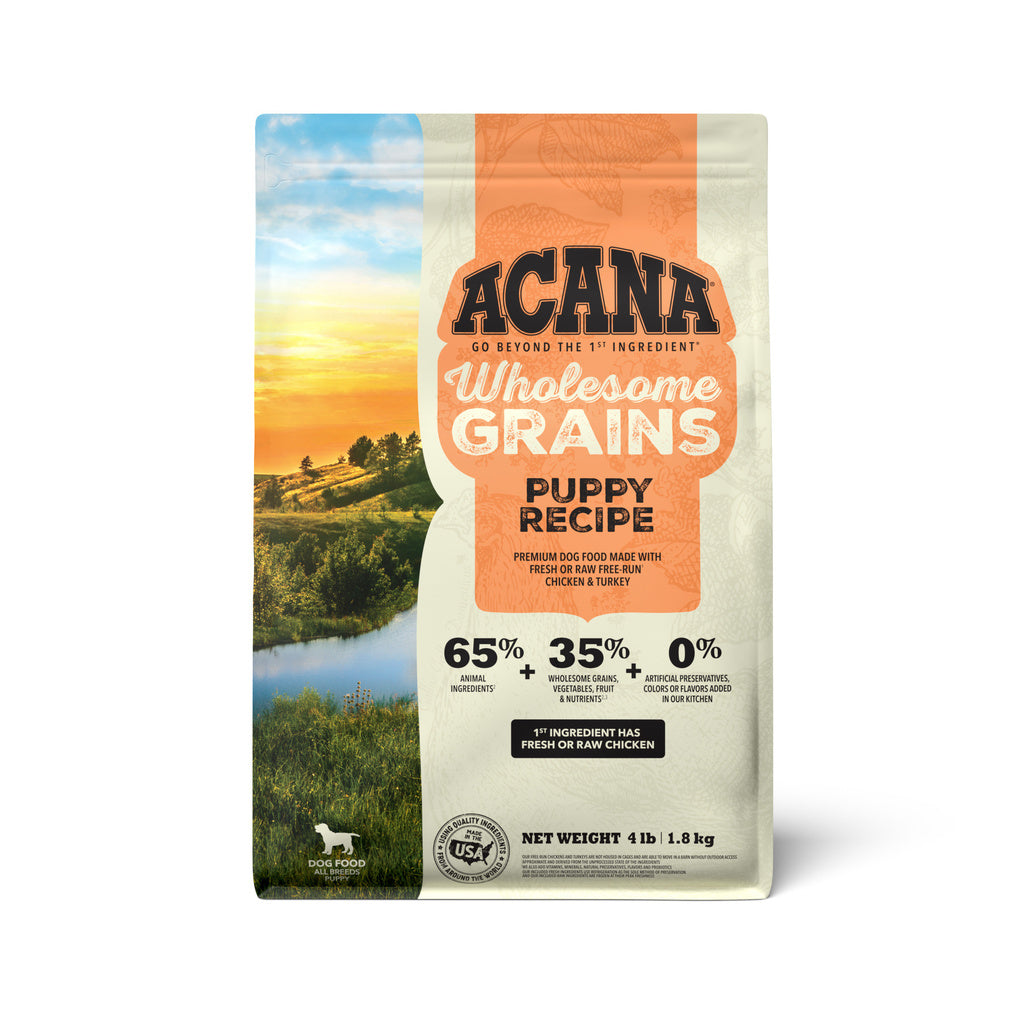 Acana Wholesome Grains Puppy Recipe, Dry Dog Food, Chicken, Eggs, Turkey, 4 lb