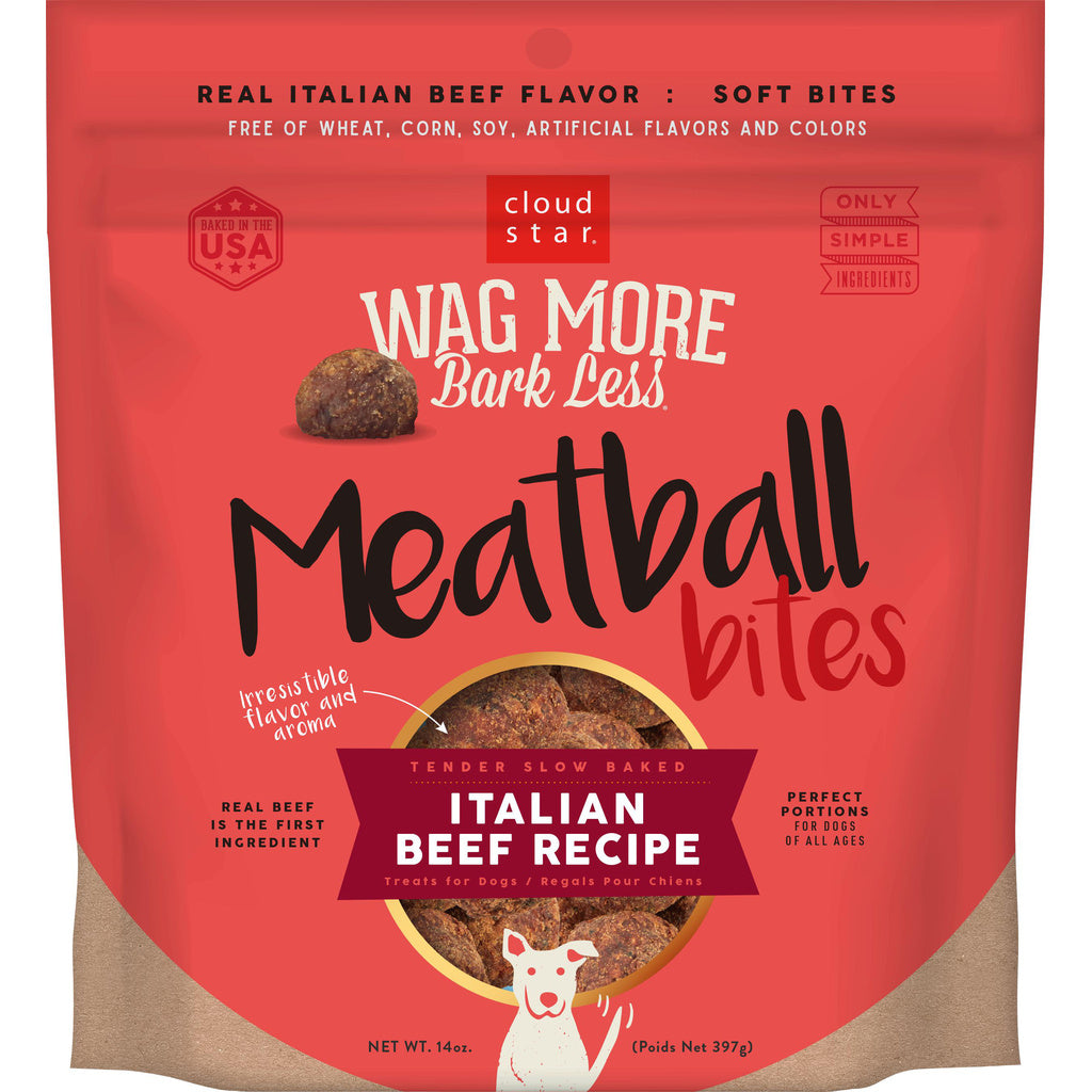 Cloud Star Wag More Bark Less Grain-Free Beef Meatball Dog Treats, 14 oz