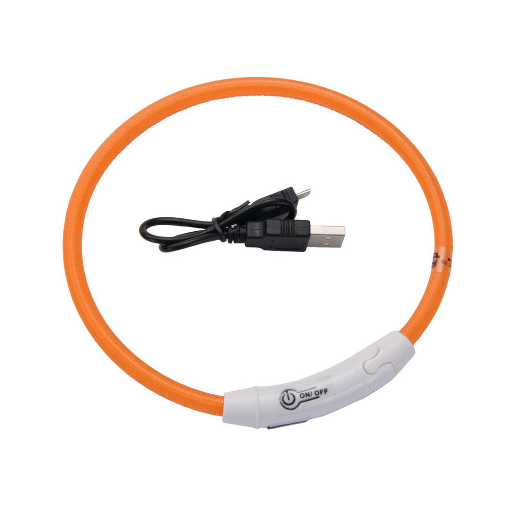 Coastal Pet USB Light-Up Dog Neck Ring, 24 Inch, Orange, Rechargeable