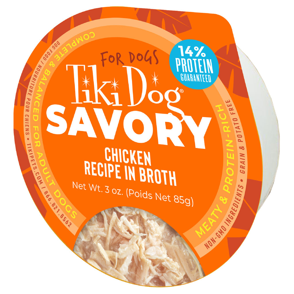 Tiki Dog Meaty High Protein Chicken Recipe in Broth Wet Dog Food, 3 oz.
