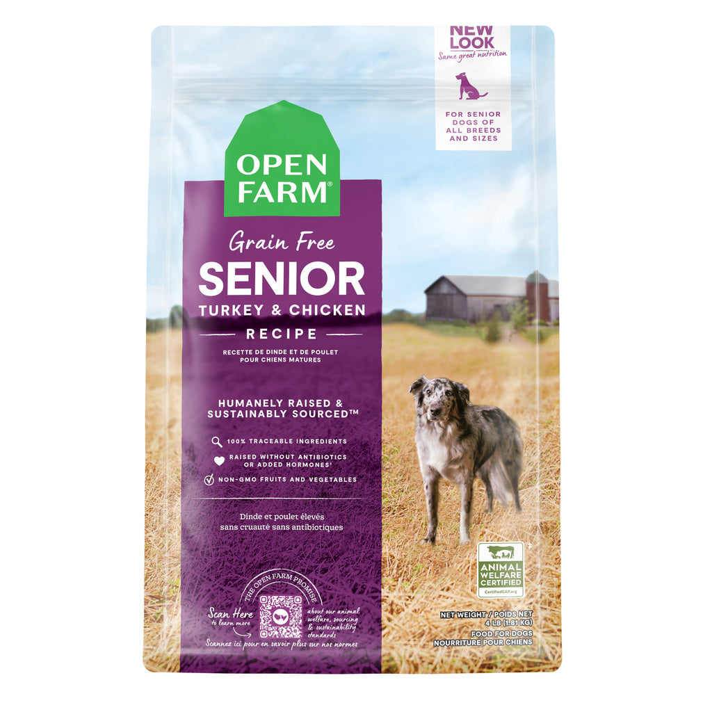 Open Farm Senior Grain-Free Dry Dog Food, Turkey & Chicken Recipe, 4 lb Bag