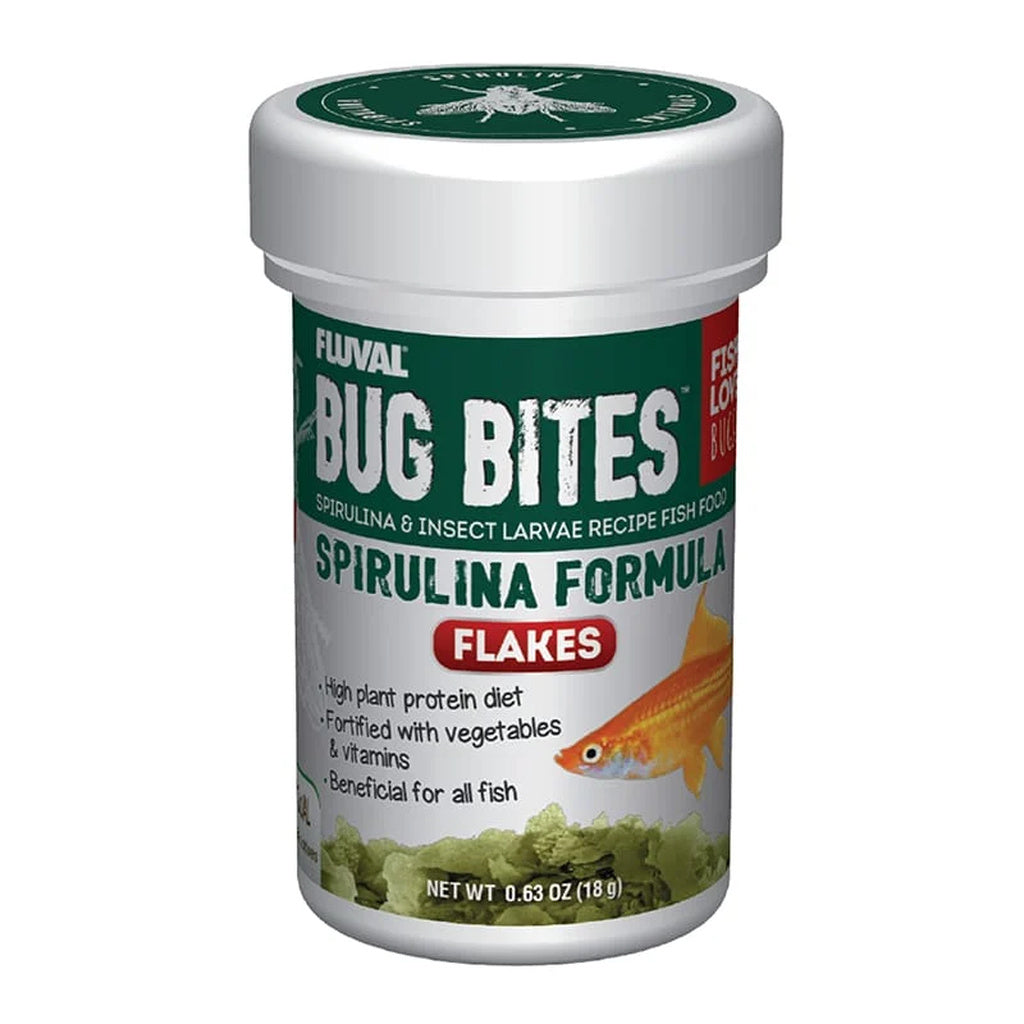 Fluval Bug Bites Spirulina Flakes - Fish Food for Small to Medium Fish - 0.63 oz