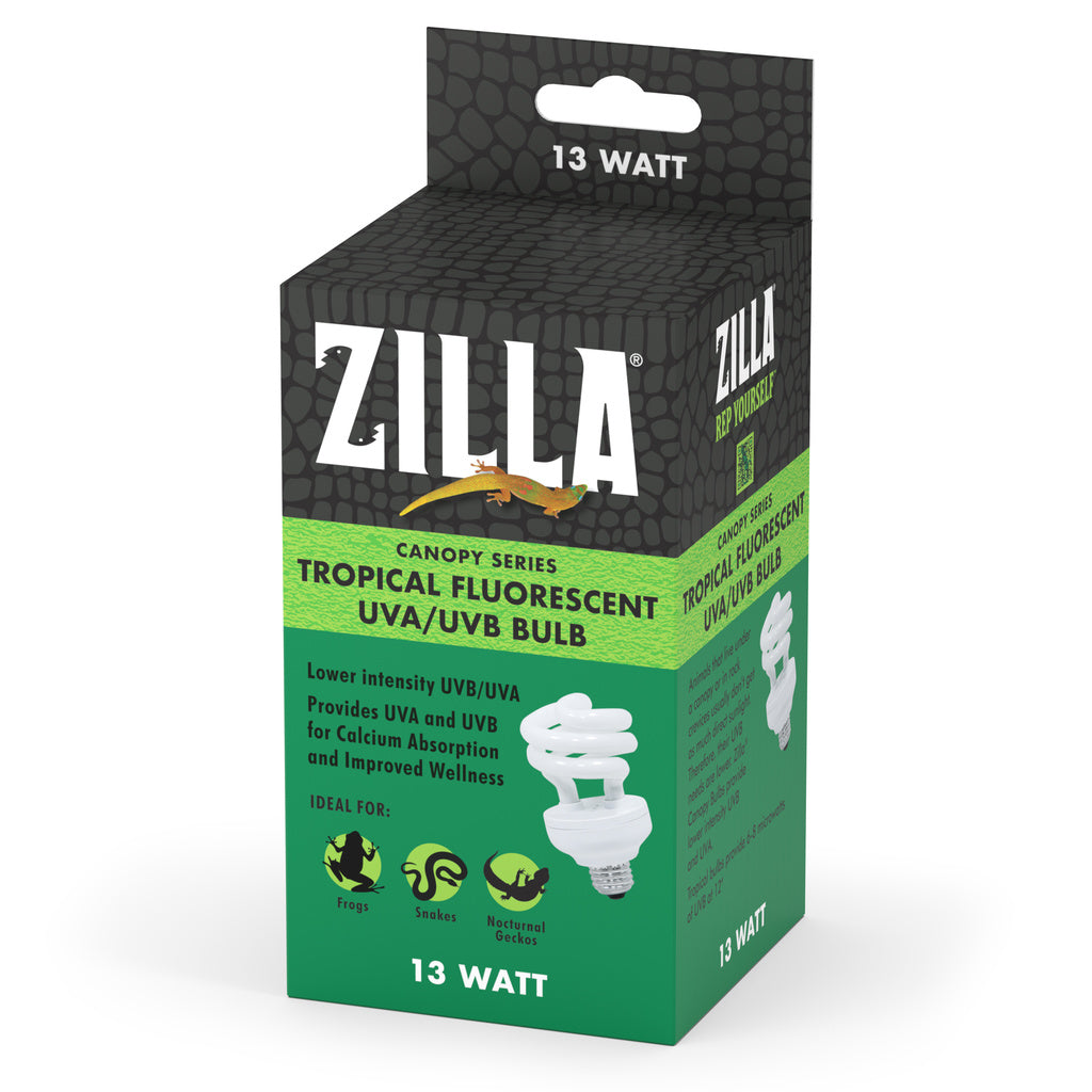 Zilla Tropical UVB/UVA Reptile Bulb - 13W, Canopy Series Fluorescent Lamp