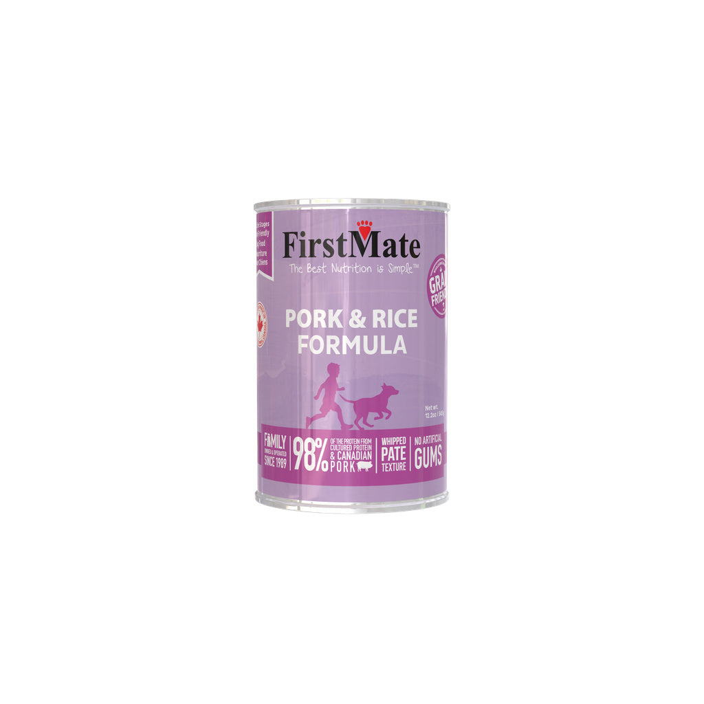 FirstMate Pork and Rice Formula Grain Friendly Wet Dog Food, 12.2 oz Can