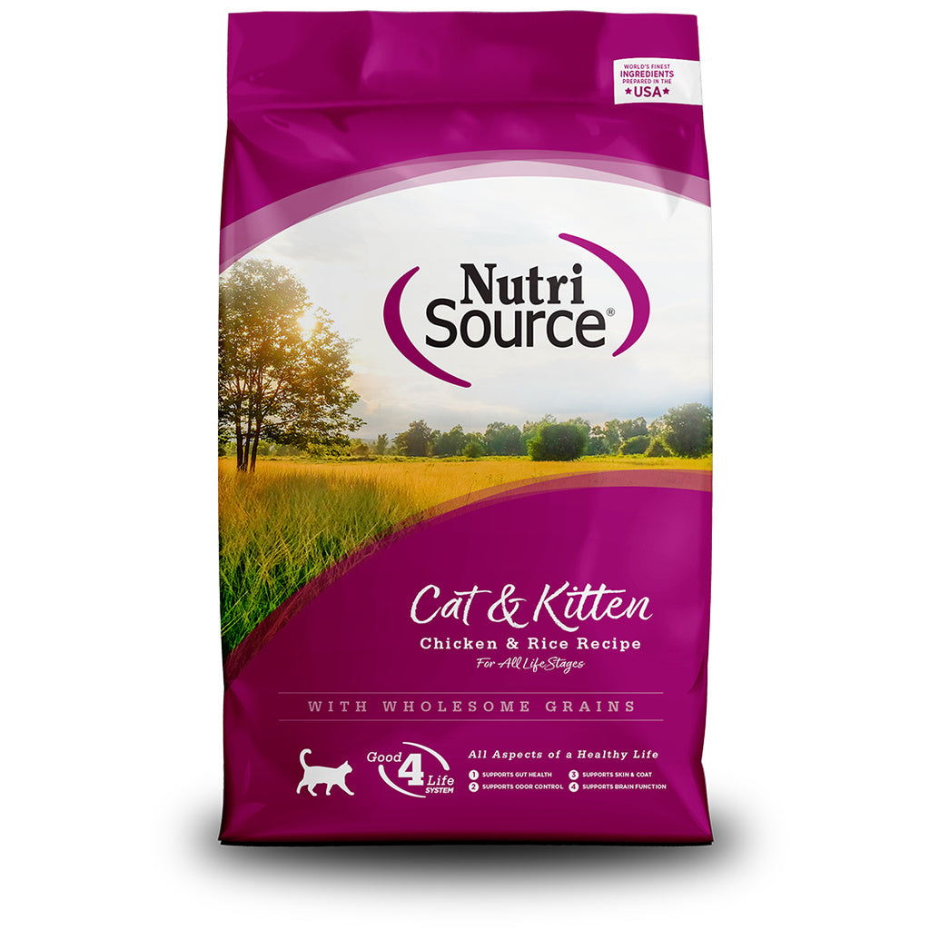 NutriSource Cat & Kitten Chicken & Rice Dry Food, 4 lb - All Life Stages Formula