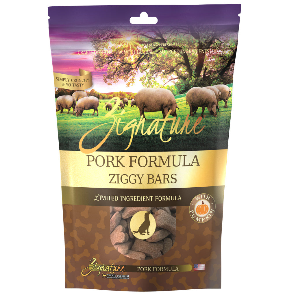 Zignature Pork Formula Ziggy Bars Biscuit Dog Treats 12oz