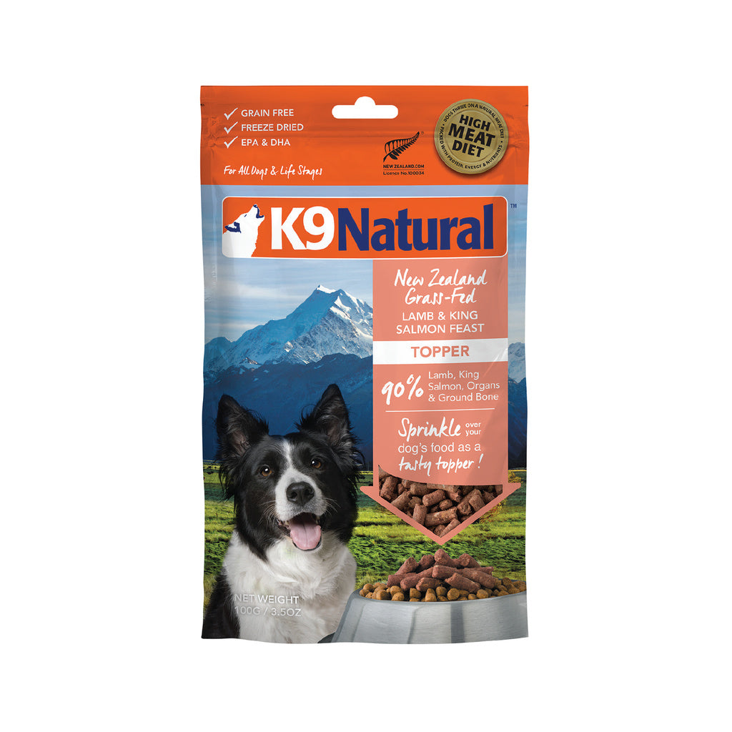 K9 Natural Lamb & King Salmon Feast Freeze-Dried Dog Food Topper, 3.5 oz or 5 oz (Sizes Vary)