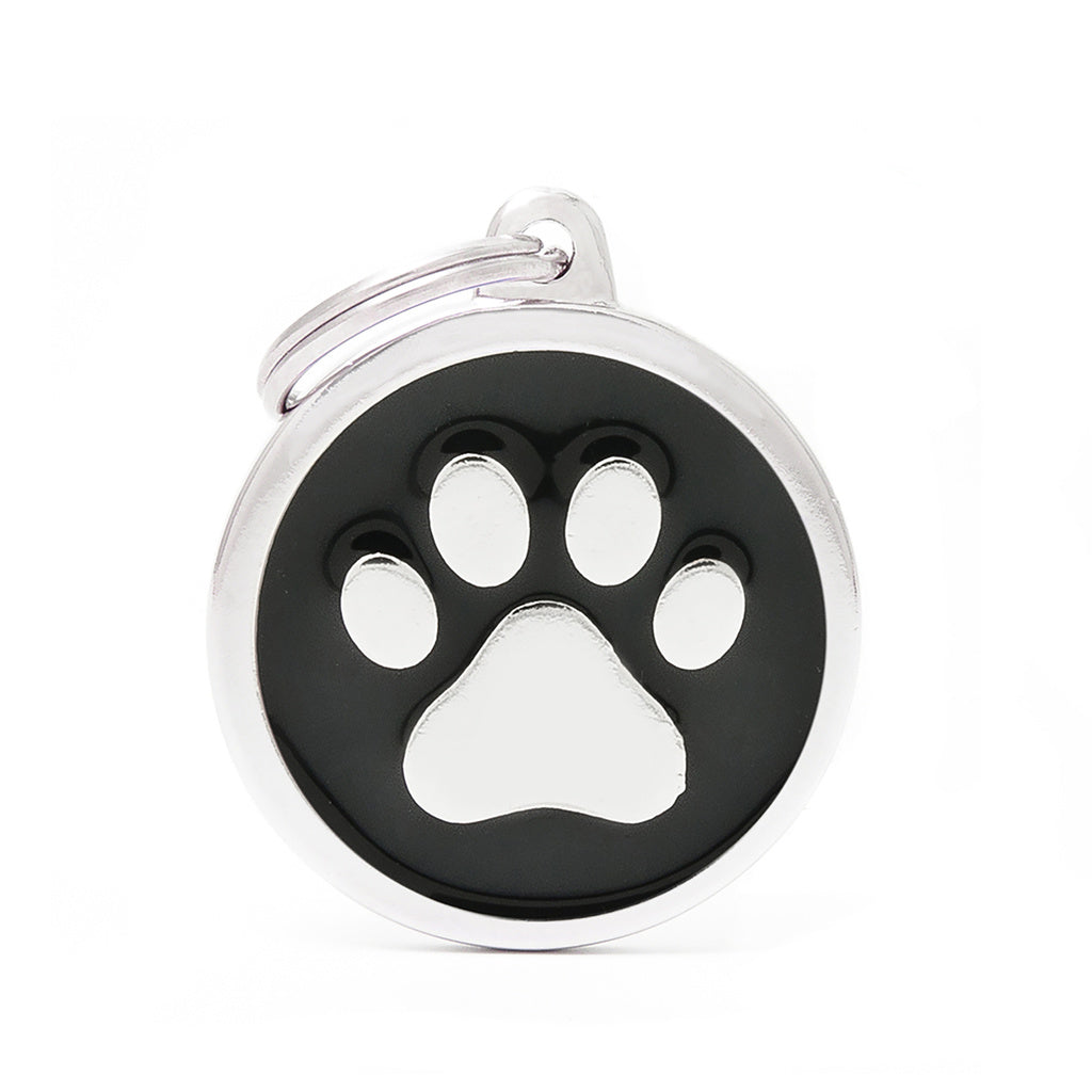 MyFamily Classic Big Black Circle Paw ID Tag