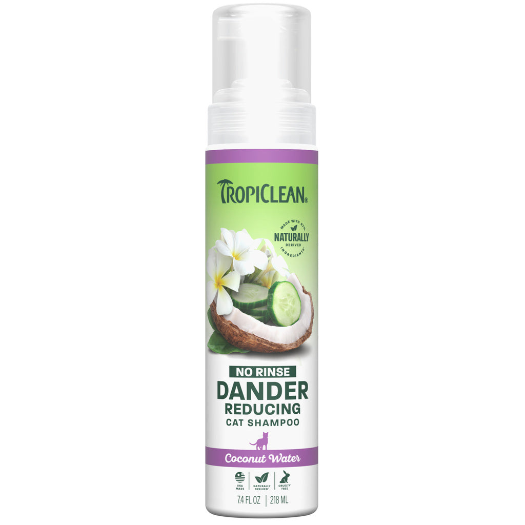 TropiClean Dander Reducing Waterless Cat Shampoo - 7.4 oz, Aqua de Coco Scent