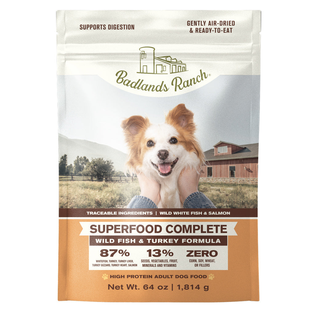 Badlands Ranch Superfood Complete Air-Dried Dog Food - Wild Fish & Turkey Formula - 64 oz